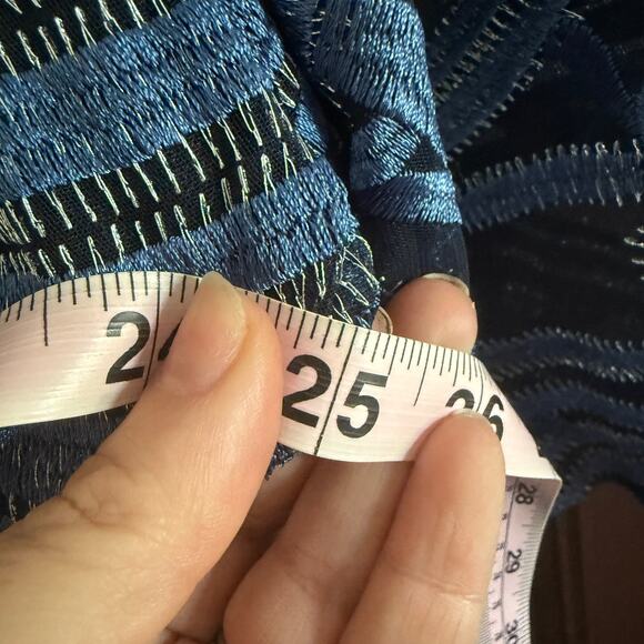 CHICO'S TRAVELERS Blue Whimsy Mesh Stripe Embroidered 3/4 Sleeve Jacket 4  26/28 - Picture 6 of 7